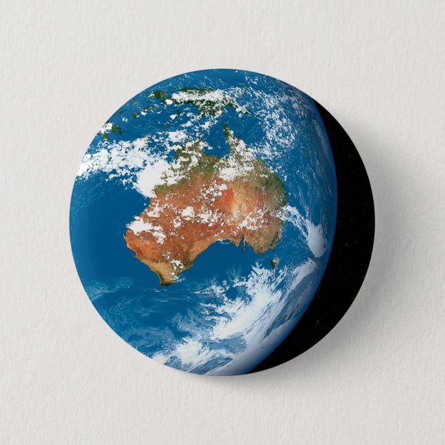 Macaron Rond 5 Cm La Planète Terre Montre Des Nuages Sur L'Australie (Devant)