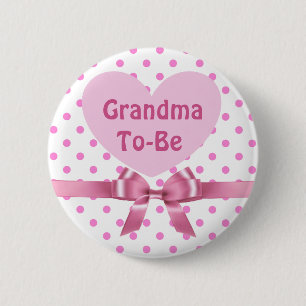 Macaron Rond 5 Cm La polka rose a pointillé la grand-maman pour êt