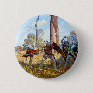 Macaron Rond 5 Cm La pose de sir Lamorak, vers 1922 par N.C. Wyeth