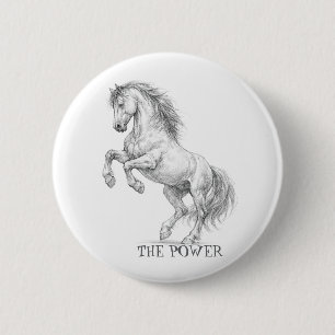 Macaron Rond 5 Cm La Puissance de l'Étalon Graphique de Cheval Maj