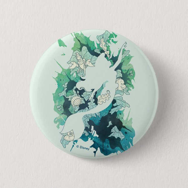 Macaron Rond 5 Cm La Silhouette De Petite Sirène (Devant)