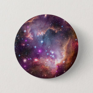 Macaron Rond 5 Cm La supernova rose d'univers de nébuleuse de