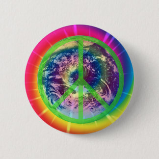 Macaron Rond 5 Cm La terre, colorant de cravate, et paix