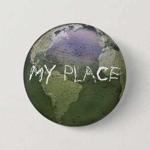 Macaron Rond 5 Cm La terre grunge + MON ENDROIT
