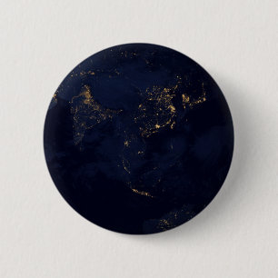Macaron Rond 5 Cm La Terre s'illumine la nuit en Asie et en Australi