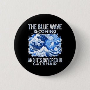 Macaron Rond 5 Cm La Vague Bleue Vient Couverte De Cheveux De Chat D