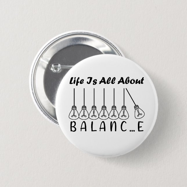 Macaron Rond 5 Cm La vie, c'est l'équilibre de l'inspiration de moti (Devant & derrière)