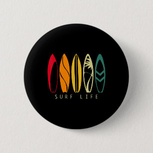 Macaron Rond 5 Cm La vie de surf Surf vintage Planche de surf rétro 