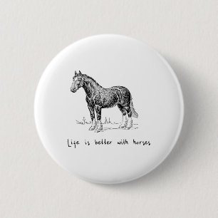 Macaron Rond 5 Cm La Vie Est Meilleure Avec Les Chevaux Équitation -