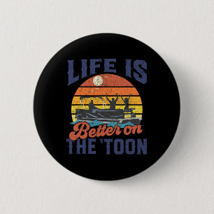 Macaron Rond 5 Cm La vie est meilleure sur le bateau ponton Toon Fa