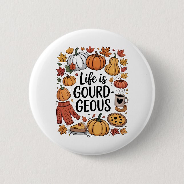 Macaron Rond 5 Cm La vie est une chute gourde (Devant)