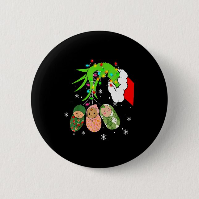 Macaron Rond 5 Cm Labor And Delivery Nurse Christmas Lights Snowflak (Devant)