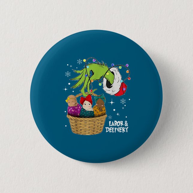 Macaron Rond 5 Cm Labor And Delivery Nurse Christmas Lights Snowflak (Devant)