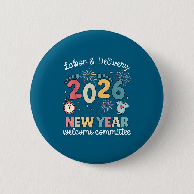 Macaron Rond 5 Cm Labor Delivery 2026 New Year Welcome Committee L&a (Devant)