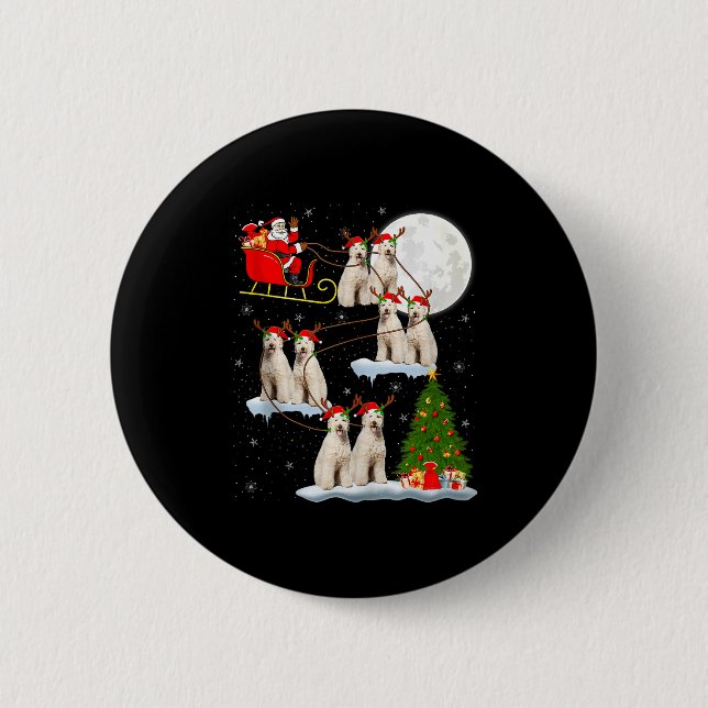 Macaron Rond 5 Cm Labradoodle Dog Santa Sleigh Flying Funny Magical  (Devant)