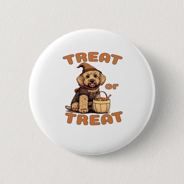 Macaron Rond 5 Cm Labradoodle Halloween Dog Costume �Treat or Treat� (Devant)