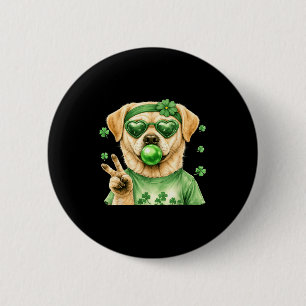 Macaron Rond 5 Cm Labrador drôle chance jour de la st patrick trèfle