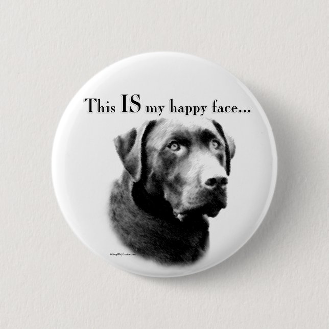Macaron Rond 5 Cm Labrador Joyeux visage (Devant)