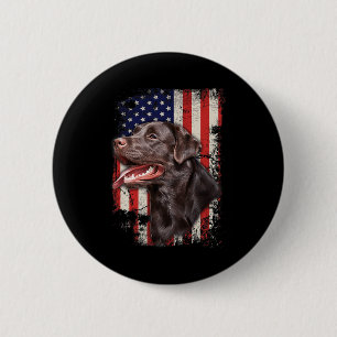 Macaron Rond 5 Cm Labrador Labs Drapeau Américain Patriotique 4 Juil