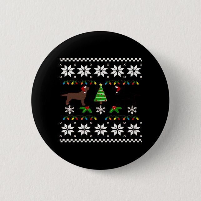 Macaron Rond 5 Cm Labrador noir et chocolat Labrador Joyeux Christ (Devant)