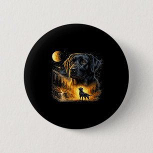 Macaron Rond 5 Cm Labrador noir labrador hurlant à la lune chien vin