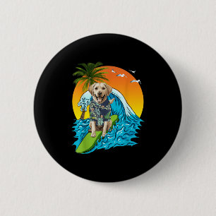 Macaron Rond 5 Cm Labrador Retriever Chien Surf Surfer Hawaii Summe