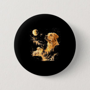 Macaron Rond 5 Cm Labrador retriever hurlant à la lune vintage