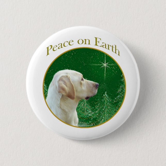 Macaron Rond 5 Cm Labrador Retriever (jaune) Peace (Devant)