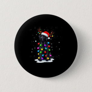 Macaron Rond 5 Cm Labrador Retriever noir lumières de Noël drôles de