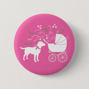 Macaron Rond 5 Cm Labrador Theme Dog Baby Shower Pink Lab
