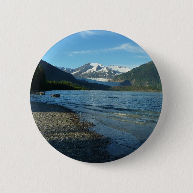 Macaron Rond 5 Cm Lac Mendenhall dans Juneau Paysage de l'Alaska (Devant)