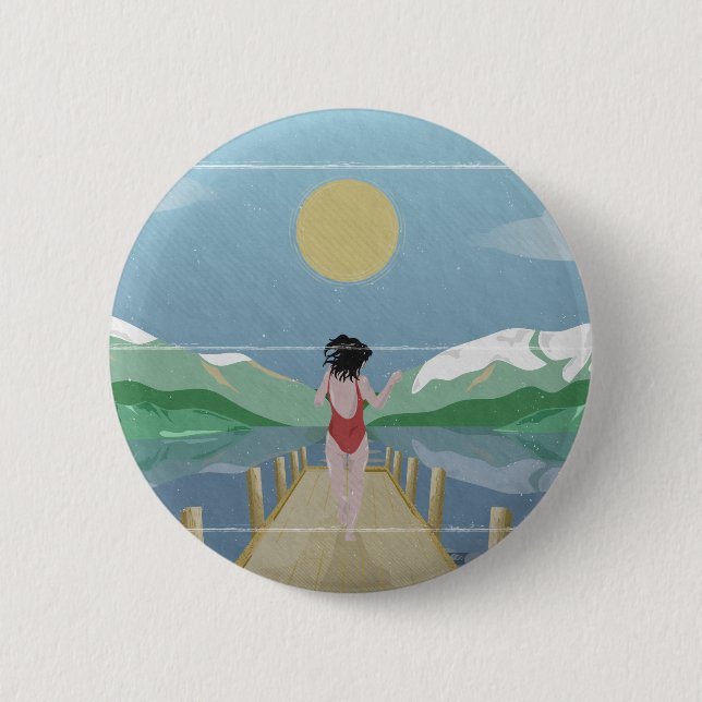 Macaron Rond 5 Cm Lac Rotoiti Nouvelle-Zélande (Devant)
