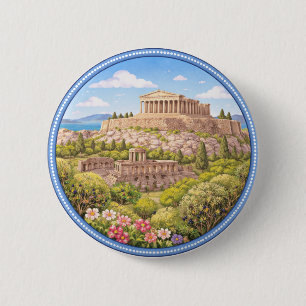 Macaron Rond 5 Cm L'Acropole de Grèce