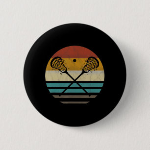 Macaron Rond 5 Cm Lacrosse Vintage Retro Lacrosse Stick Sun Cadeau