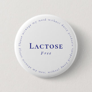 Macaron Rond 5 Cm Lactose-Free Request Badge, White - Navy