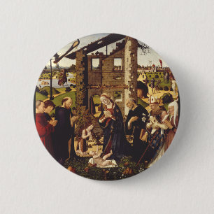 Macaron Rond 5 Cm L'Adoration par Biagio d'Antonio Art Médiéval