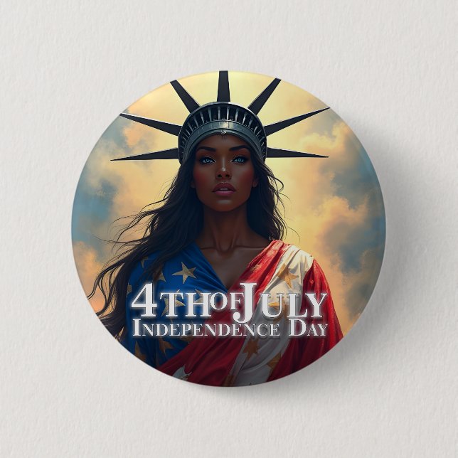 Macaron Rond 5 Cm Lady Liberty réinventée - Un nouveau visage de la  (Devant)