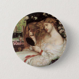 Macaron Rond 5 Cm Lady Lilith par Rossetti, Portrait victorien antiq