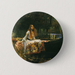 Macaron Rond 5 Cm Lady Shalott On Boat par John William Waterhouse