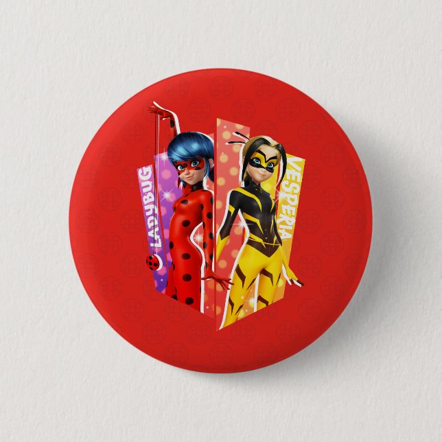 Macaron Rond 5 Cm Ladybug et Vesperia Graphic (Devant)