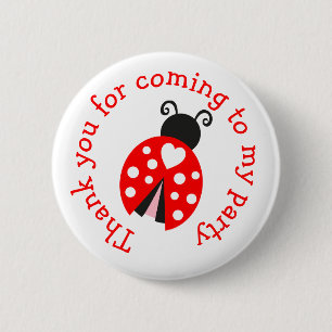 Macaron Rond 5 Cm Ladybug Ladybird Anniversaire 'Merci d'être venu'