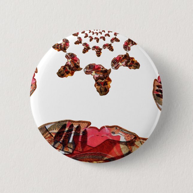 Macaron Rond 5 Cm L'Afrique en mouvement : Carte Kaleidoscope (Devant)