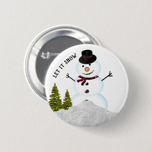 Macaron Rond 5 Cm Laissez Tomber la Neige Vacances d'Hiver Bonhomme