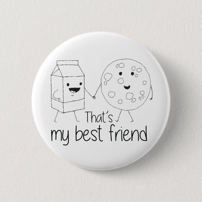 Macaron Rond 5 Cm Lait et biscuits Meilleurs amis BFF Friendship Art (Devant)
