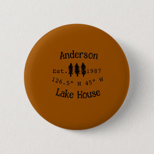 Macaron Rond 5 Cm Lake house et. Date année coordonnées personnalisé