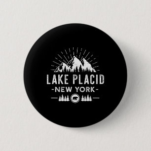 Macaron Rond 5 Cm Lake Placid New York - Randonnée de ski de montagn