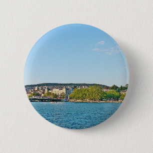 Macaron Rond 5 Cm Lake Zurich, view to the Bellewue bridge