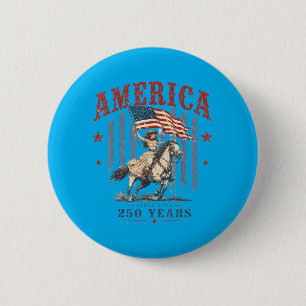 Macaron Rond 5 Cm L'Amérique 250 Ans Cowgirl Patriotique 4 Juillet P