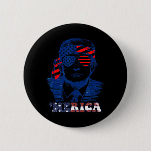 Macaron Rond 5 Cm L'Amérique 4 juillet le drapeau américain de Trump