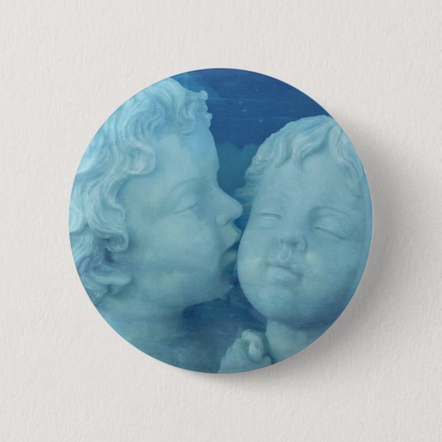 Macaron Rond 5 Cm L'amour est dans le ciel, baisers en pierre (Devant)